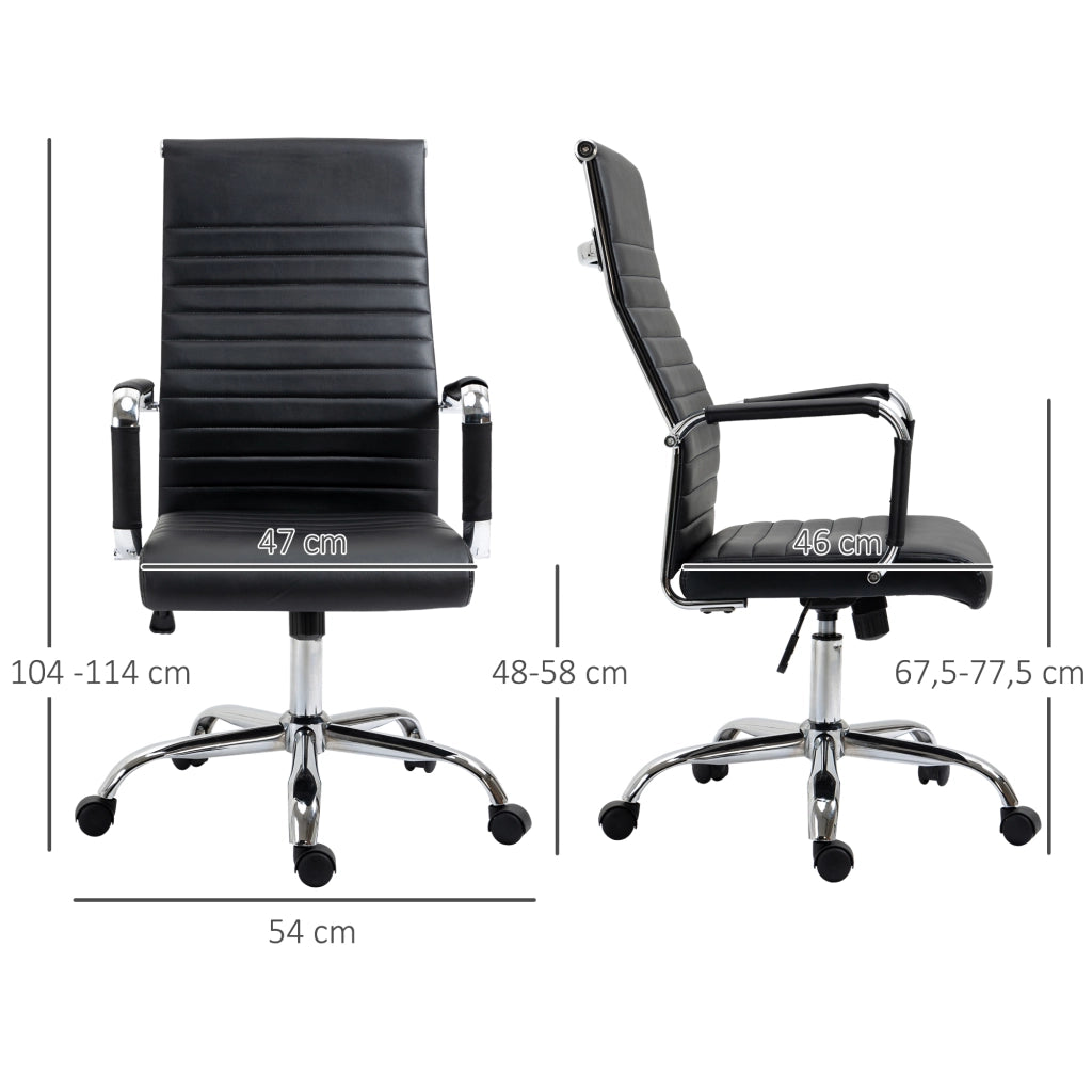Sedia da ufficio ergonomica con schienale avvolgente altezza regolabile e rotelle in pelle rigenerata nera