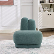 Pouf con orecchie da coniglio verde in tessuto; seduta e poggiapiedi