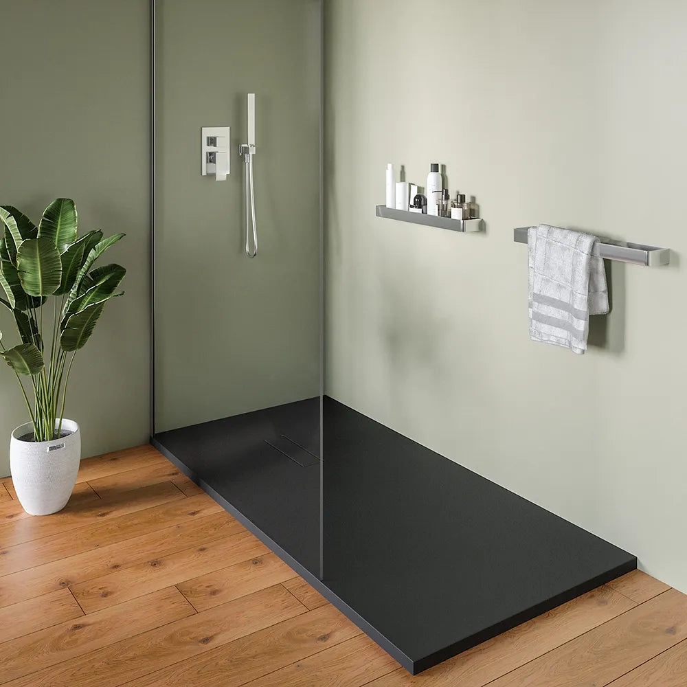 Piatto doccia 80x160 cm in marmoresina nero effetto pietra | Merlera
