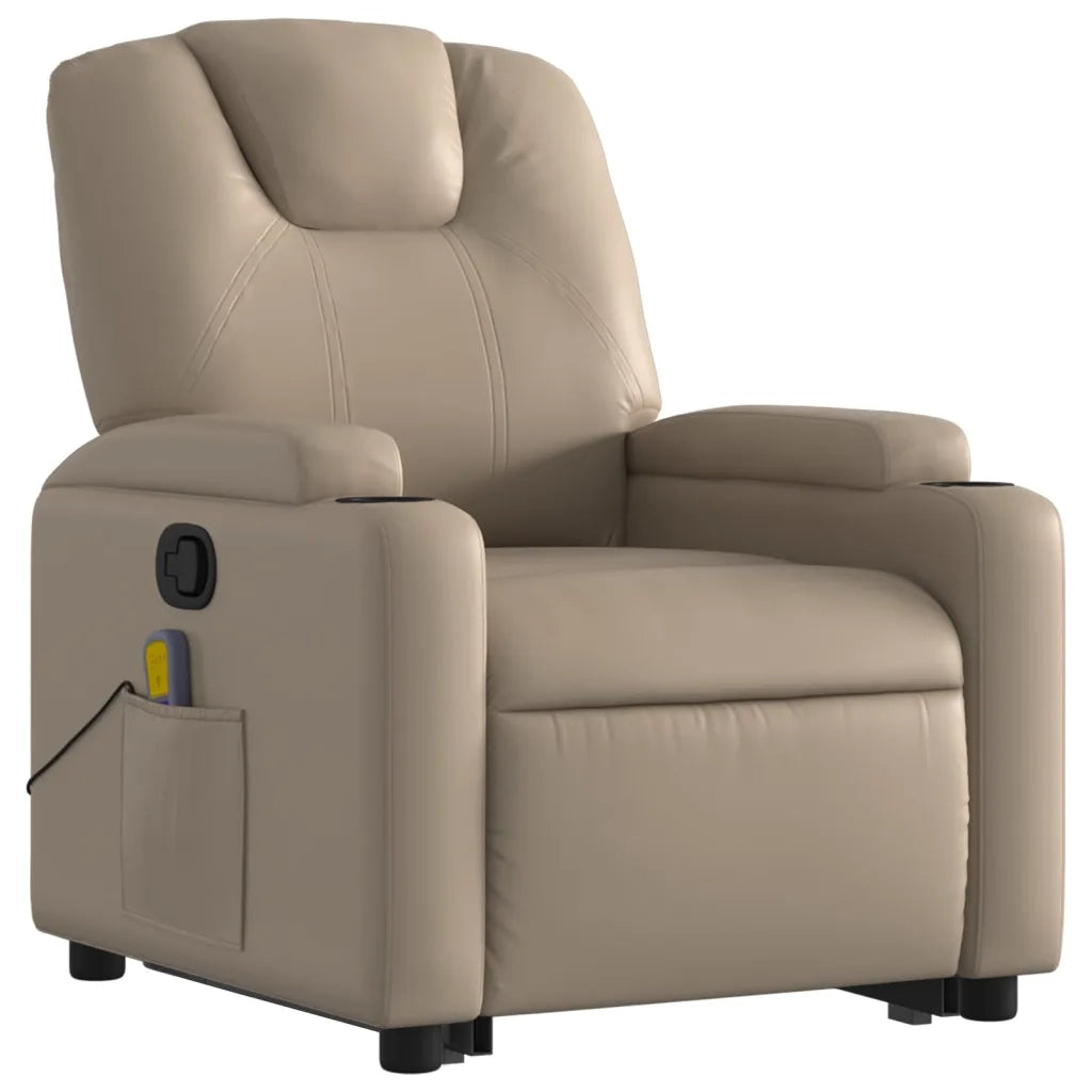 Poltrona Alzapersone Massaggi Reclinabile Cappuccino Similpelle 3204443