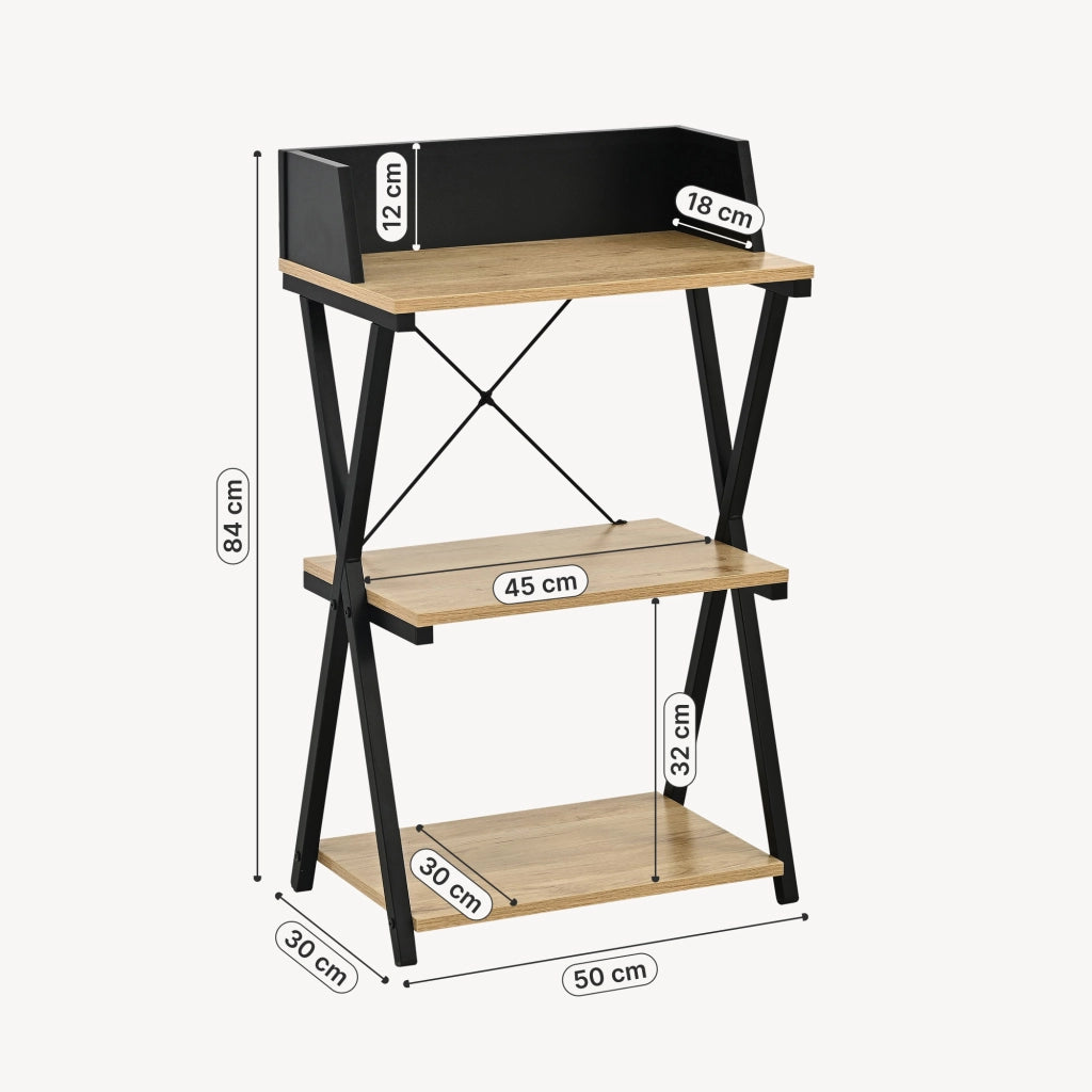 Scaffale da Terra Kappespoo Libreria a 3 Ripiani 84 x 50 x 30 cm - Nero/Effetto Rovere [en.casa]