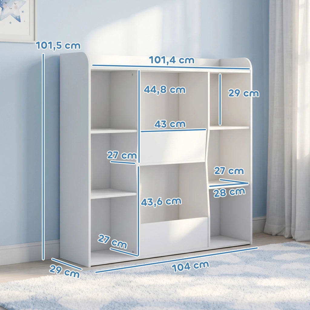 Libreria bambini 8 compartimenti legno bianco con ripiani ¨C Xylo ¨C 104x29x101,5 cm