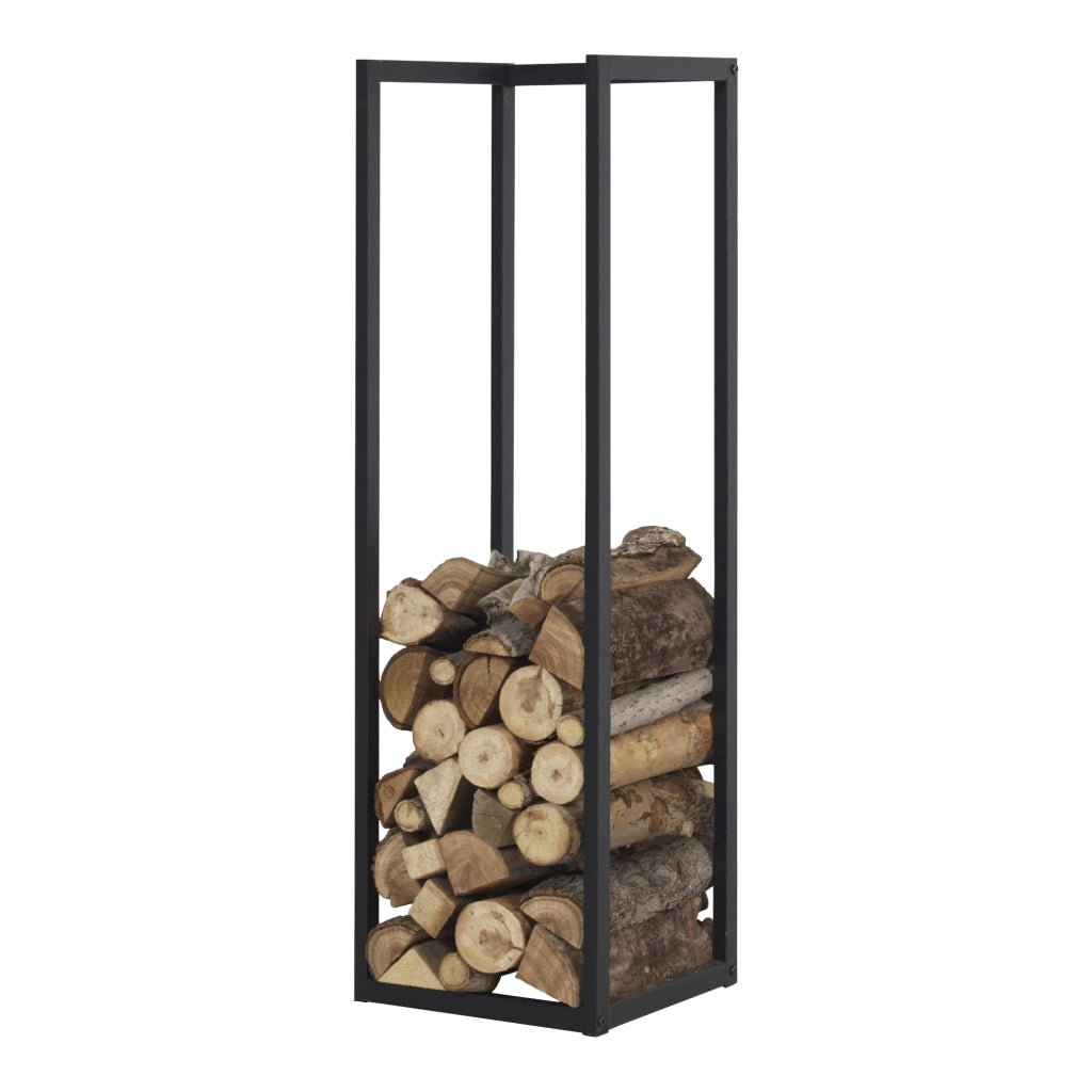 Portalegna 'Tanum' (LxPxA) 35 x 35 x 120 cm Deposito per Legna da Ardere Supporto in Acciaio per Tronchi da Legnaia - Nero [en.casa]