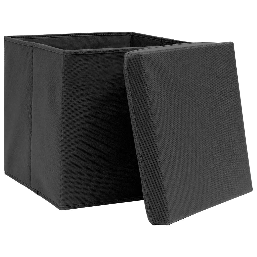 Contenitori con Coperchi 4 pz 28x28x28 cm Nero 325188