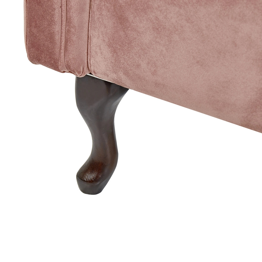 Chaise longue in Velluto Rosa Scuro con Bottoni e Rivestimento Trapuntato versione sinistra con Cuscino