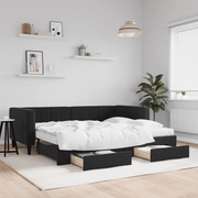 Divano Letto Estraibile con Cassetti Nero 90x190 cm in Velluto 3196778