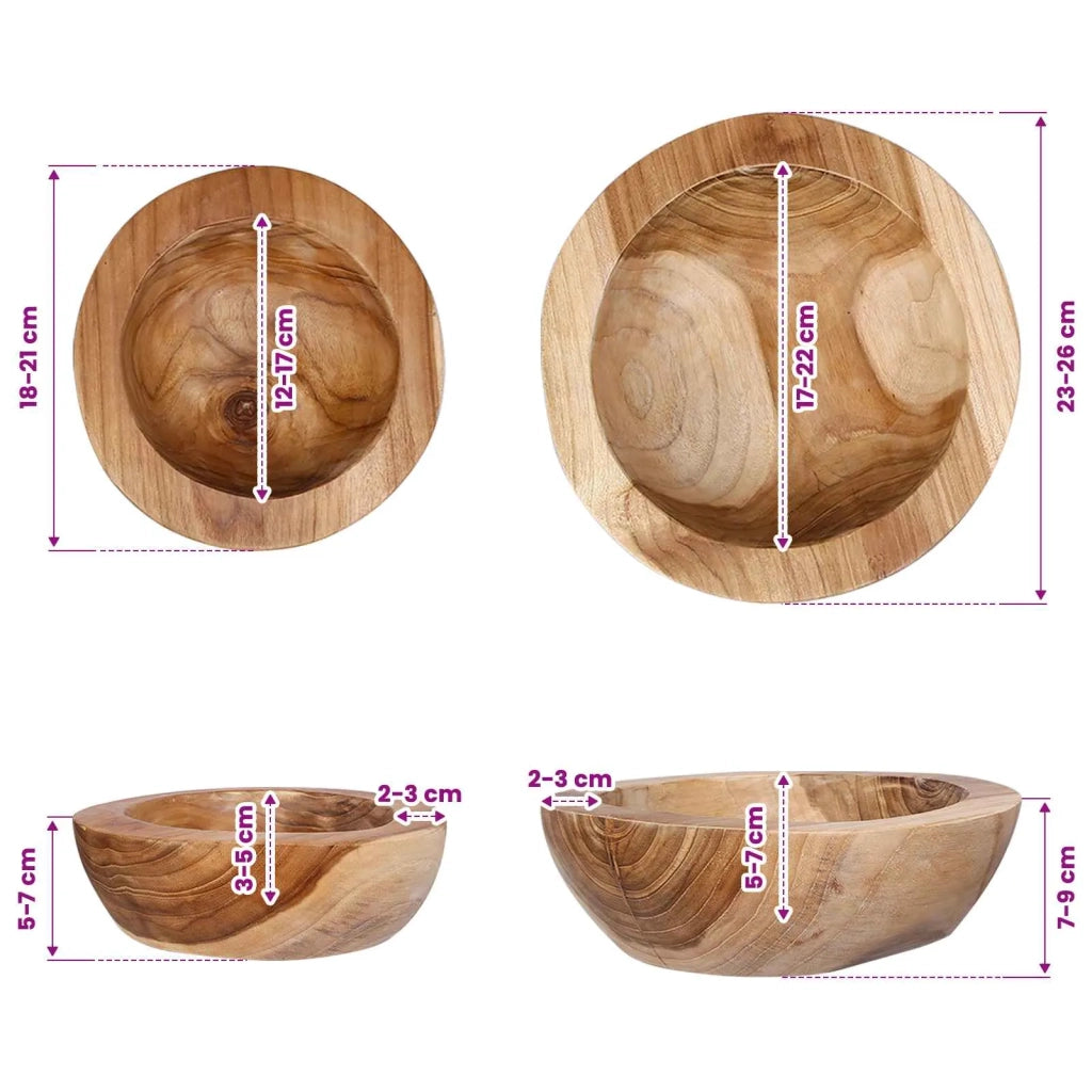 Portafrutta JEPARA 2 pz Marrone Teak Legno di teak solido 42010344