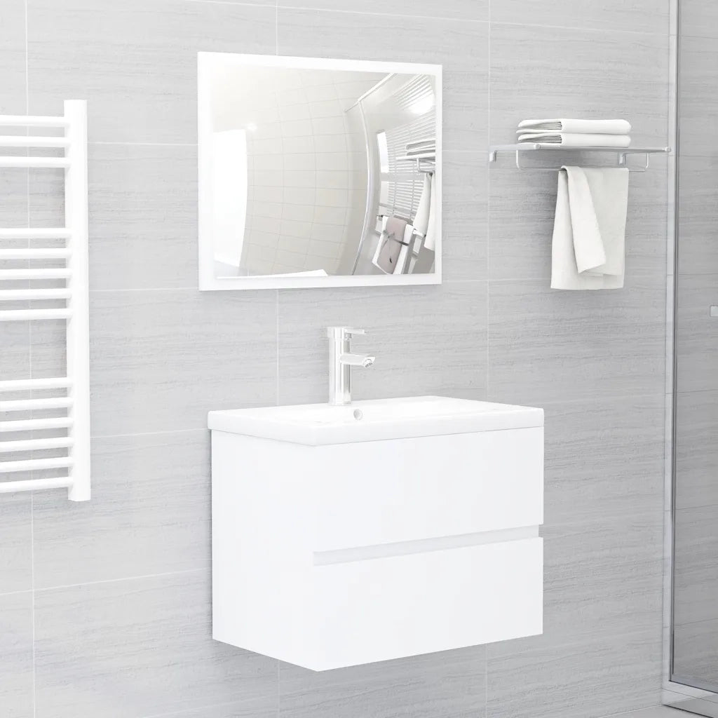 Set Mobili da Bagno | Armadio da bagno Bianco in Legno Multistrato