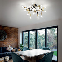 Plafoniera Industrial-Minimal Spark Metallo Nero 20 Luce E27