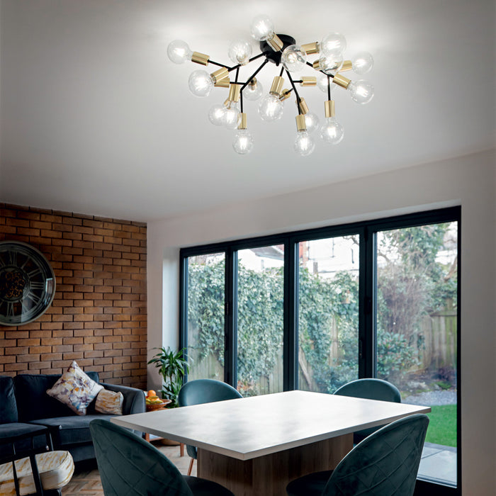 Plafoniera Industrial-Minimal Spark Metallo Nero 20 Luce E27