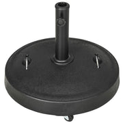 BASE PER OMBRELLONE DA 23.5KG CON 2 MANOVELLE E ROTELLE, IN RESINA E ACCIAIO, Ø53X41 CM, NERA