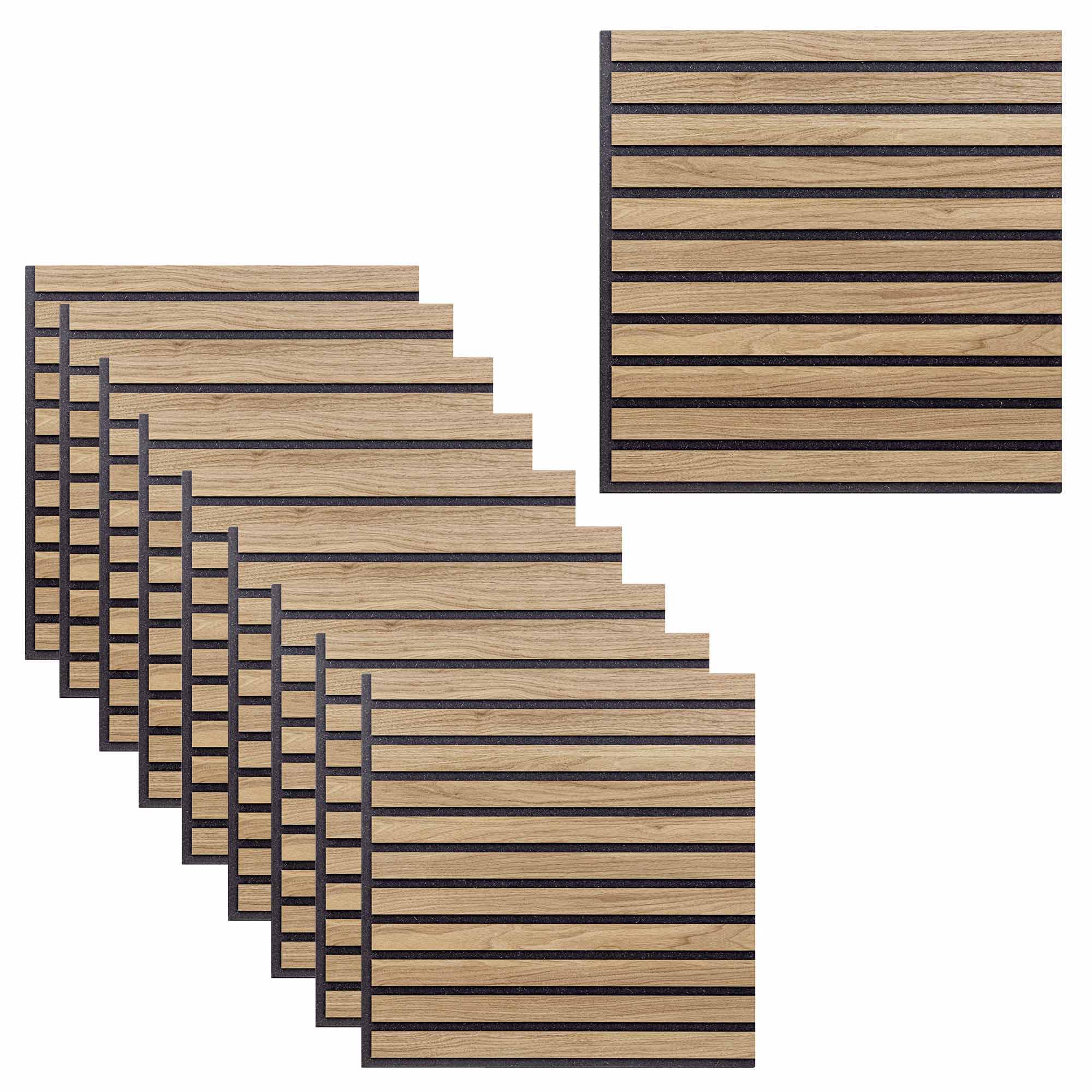 Set 10 Pannelli Decorativi Fonoassorbenti 58x58 cm in MDF Decoro B Verticale Rovere Aurora