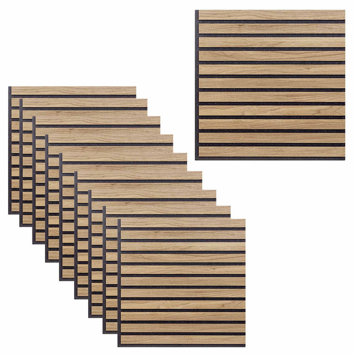 Set 10 Pannelli Decorativi Fonoassorbenti 58x58 cm in MDF Decoro B Verticale Rovere Aurora