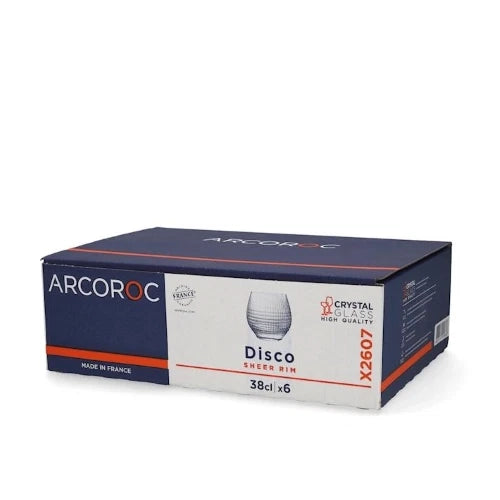 set 6 Bicchieri disco of in vetro sonoro trasparente cl 38