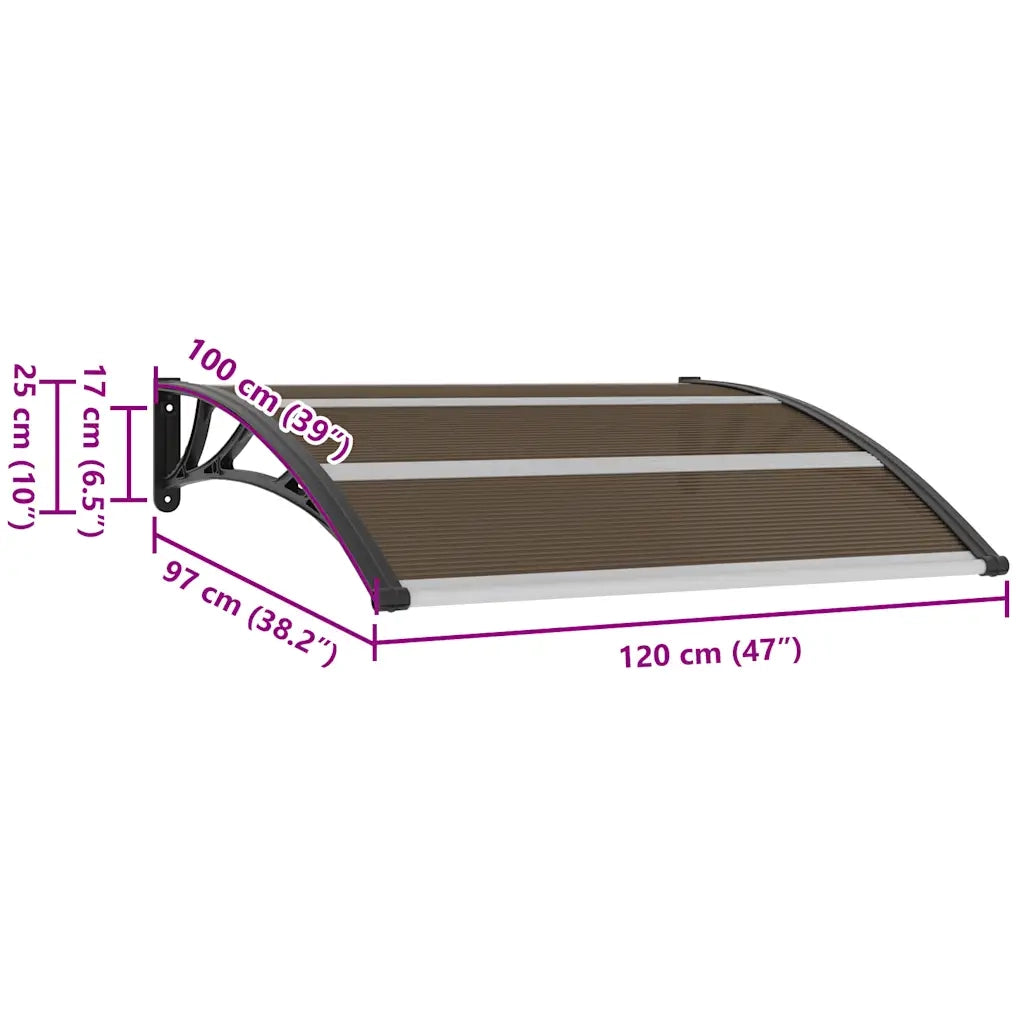 Pensilina per Porta Nera 120x100 cm in PC CFW2707360