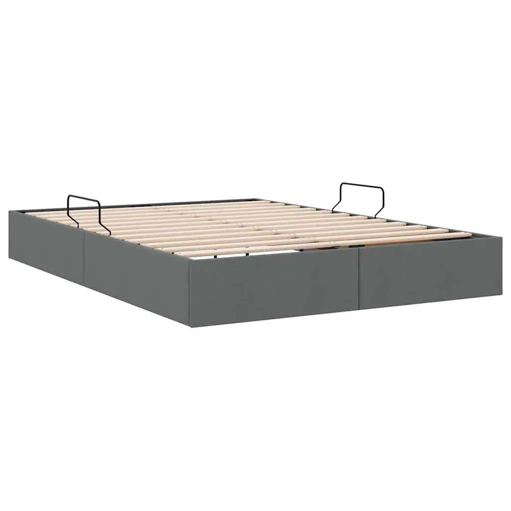 Letto con Contenitore Grigio Scuro 135 x 190 cm Tessuto 3370047