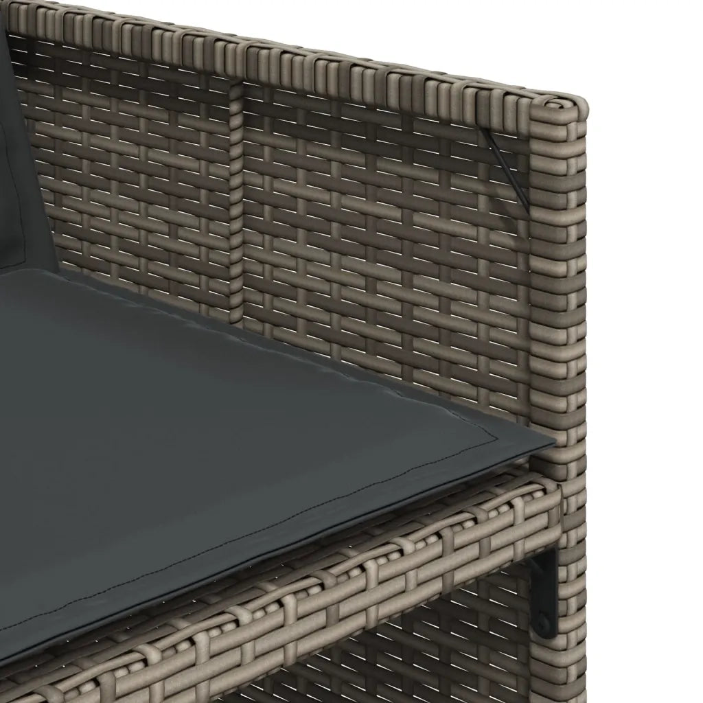 Set da Pranzo da Giardino 17pz con Cuscini Grigio in Polyrattan 3277777