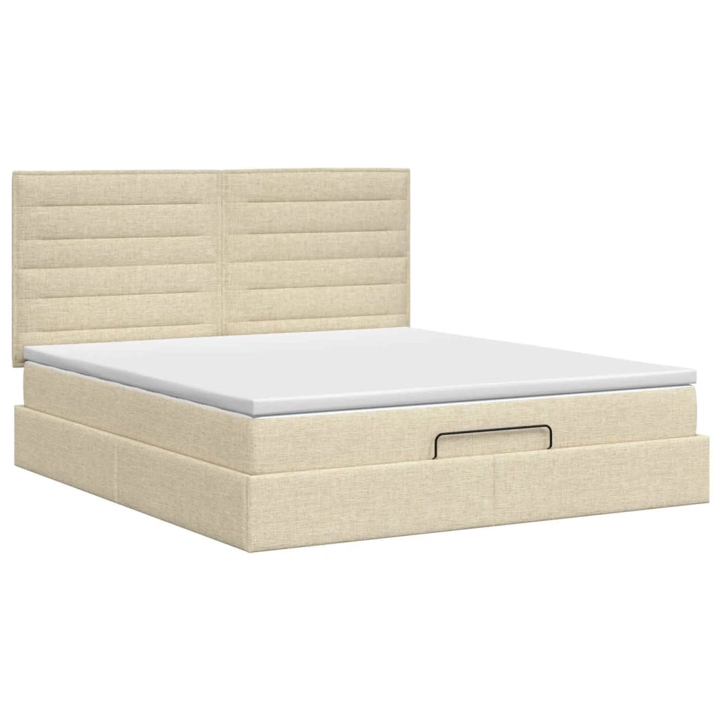 Letto ottomano con materasso Crema 180 x 200 cm Tessuto 3457430