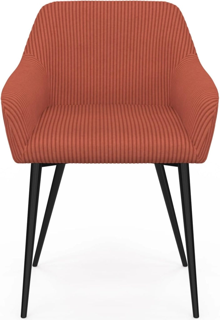 Set di 2 sedie da sala da pranzo, poltrone da tavolo Jany in velluto a coste Terracotta