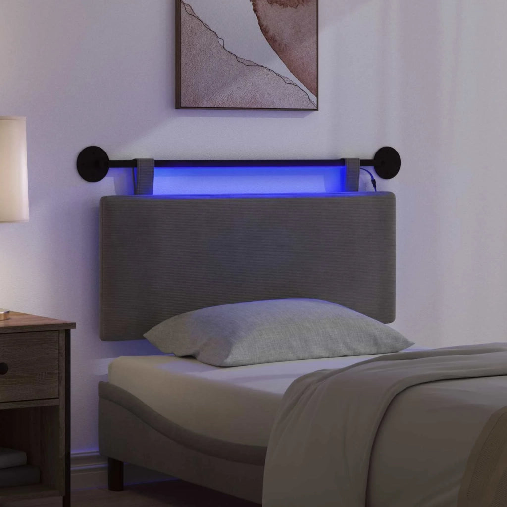 Testiera sospesa Con luce LED Grigio Scuro Tessuto in Cords