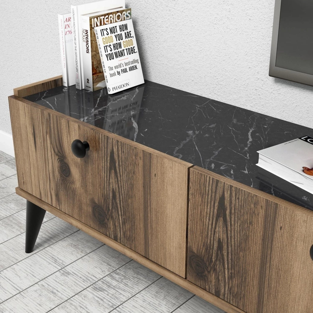 Porta TV in legno "Lidya" - 180 x 35 x 49 cm - Marrone