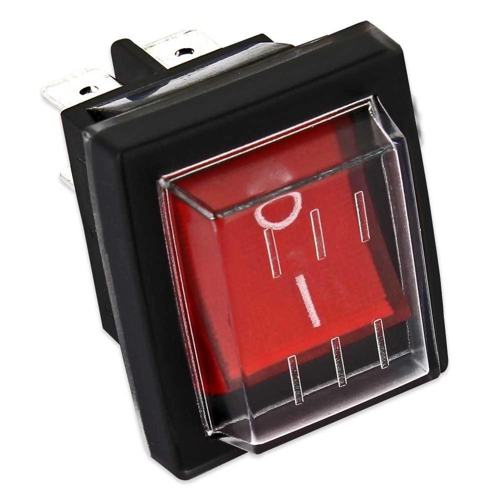 Interruttore 22x30 bipolare luminoso rosso V220 - 16A con protezione - UNIVERSALE