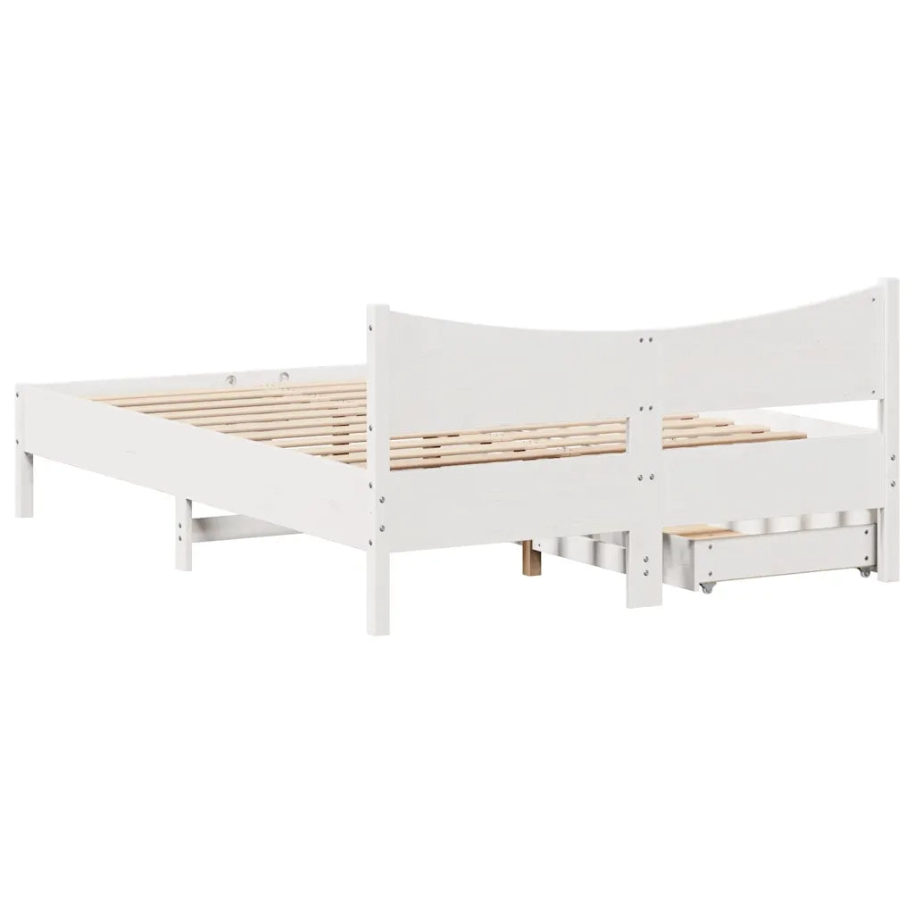 vidaXL Giroletto con Cassetti Bianco 140x200 cm Legno Massello di Pino