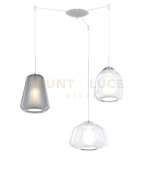 SOSPENSIONE BIANCO 3 LUCI SPOSTABILE VETRI ALPHA TR + BETA TR + GAMMA FU 1176BI-S3 S ABG-TF