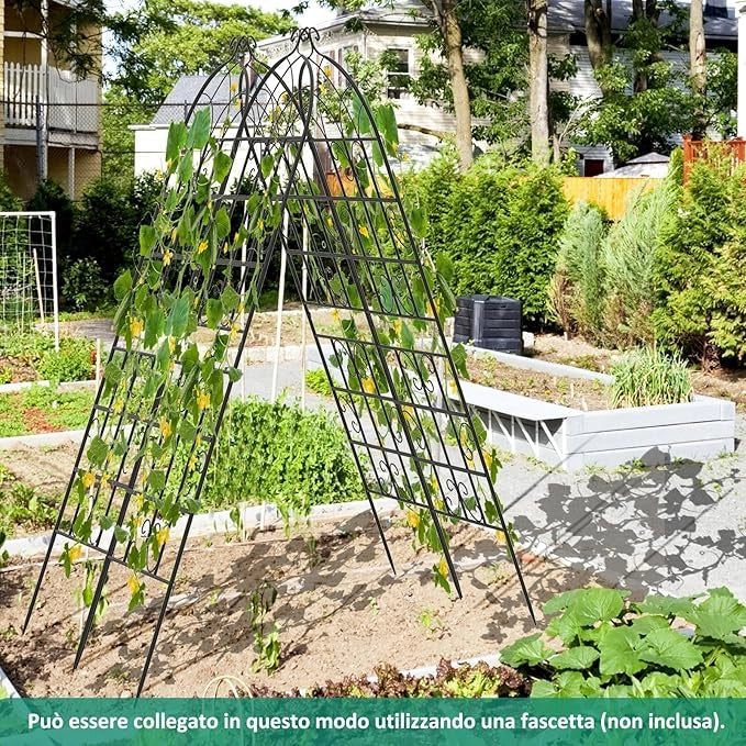 Traliccio da Giardino in Metallo 180 x 50 CM, Set di 2/4 Pannelli di Recinzione da Esterno per Piante Rampicanti, Decorazione Esterna per Giardino, Cortile e Patio (2 Pannelli)