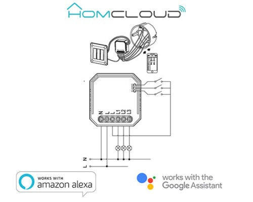 Homcloud AS-SM3N Modulo PuIsante/Interruttore 3CH Wi-Fi da incasso