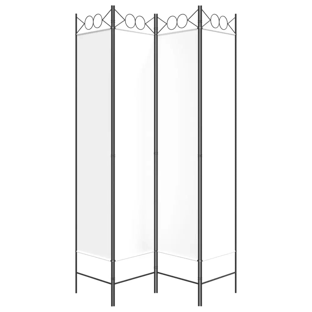 Divisorio Ambienti | Divider per stanze | Paravento a 4 Pannelli Bianco 160x200 cm Tessuto
