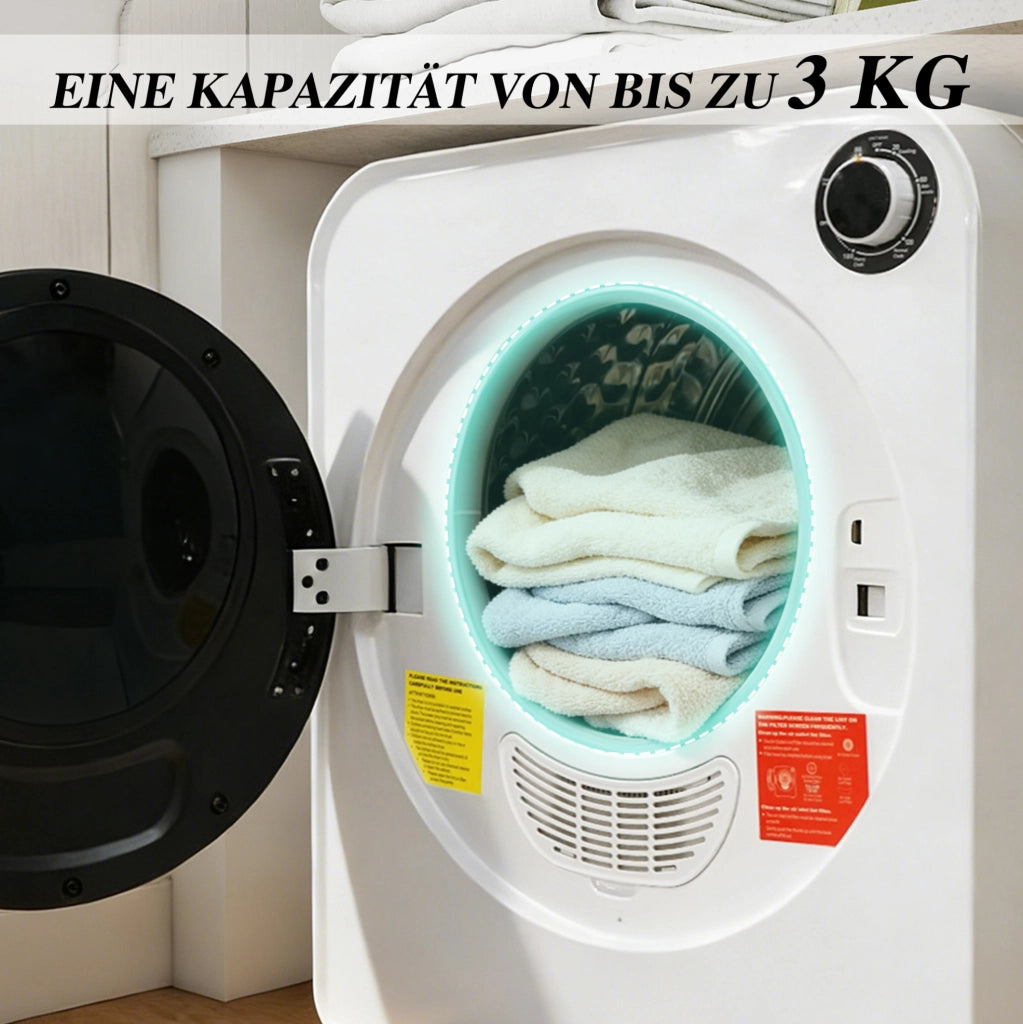 Asciugatrice compatta 4 kg; 4 programmi con raffreddamento; installazione a parete o in colonna; bianca