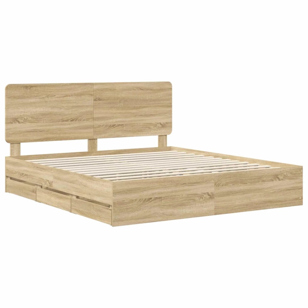 Struttura del letto con cassetto Rovere Sonoma 200 x 200 cm