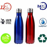 Trade Shop - Portatile Borraccia Bottiglia D'acqua Acciaio Inox Termica Caldo Freddo 500 Ml -