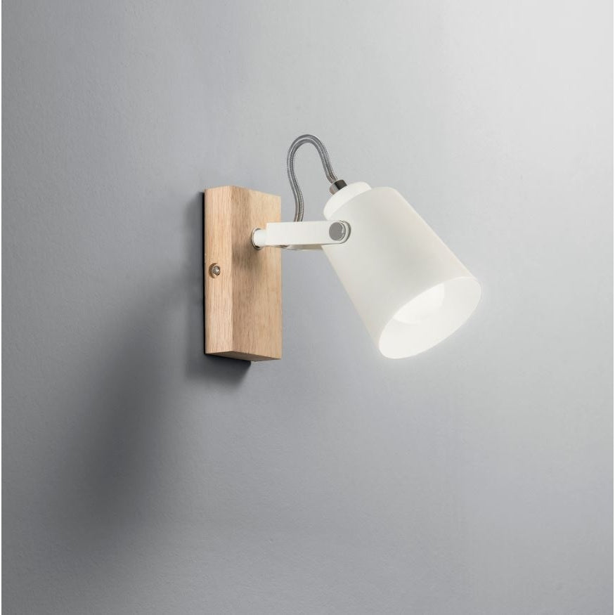 APPLIQUE EDA E14 12X17XH13CM BIANCA / LEGNO.