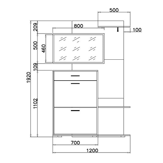INGRESSO GRANADA 120X28XH192CM ROVERE / BIANCO