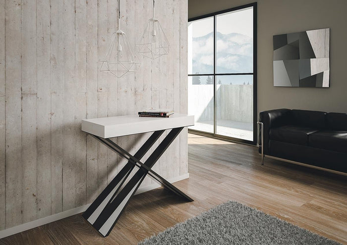 Consolle allungabile 90x40/196 cm Diagis Small Bianco Frassino telaio Antracite