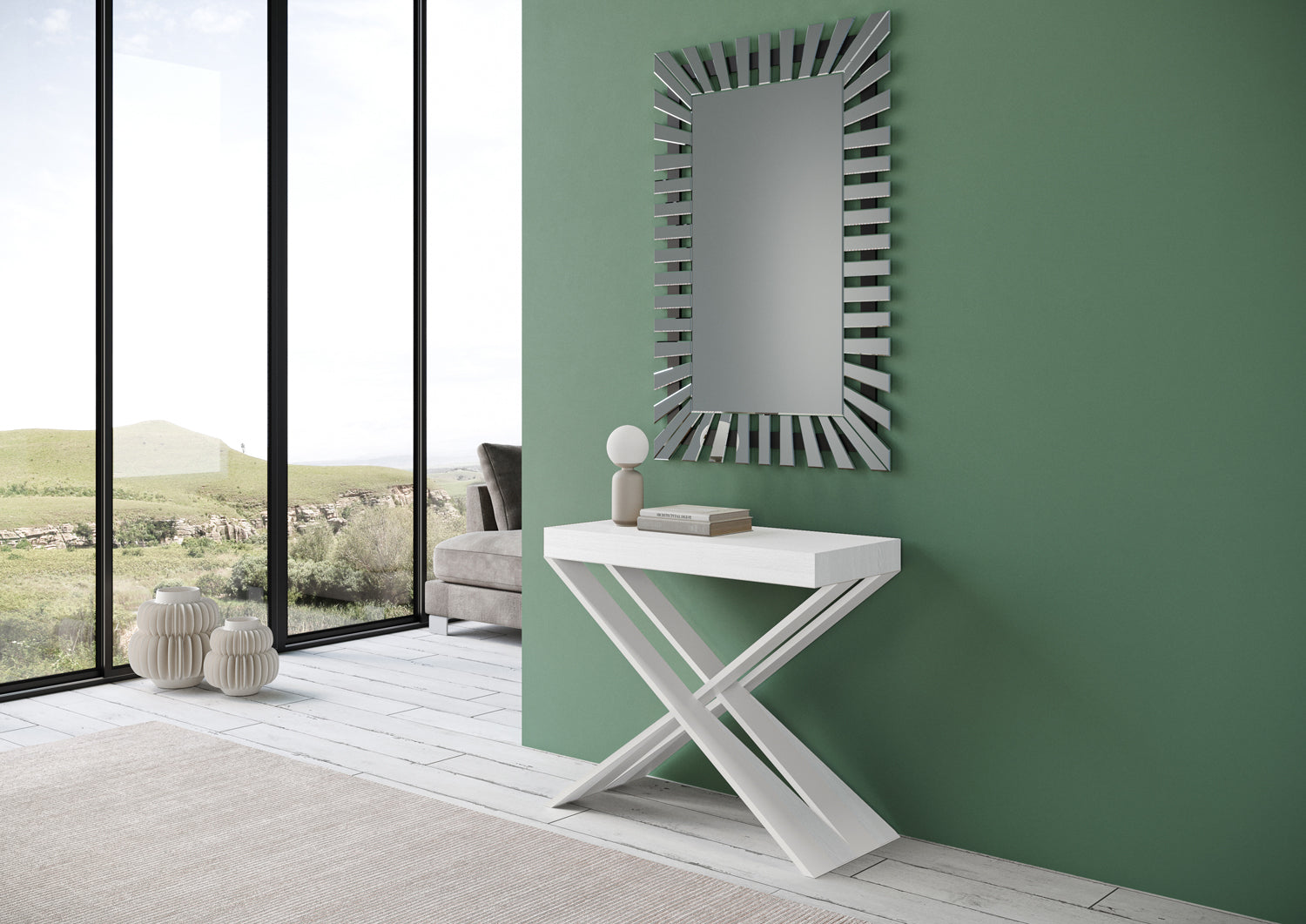 Consolle allungabile 90x40/196 cm Diagis Small Bianco Frassino telaio Bianco