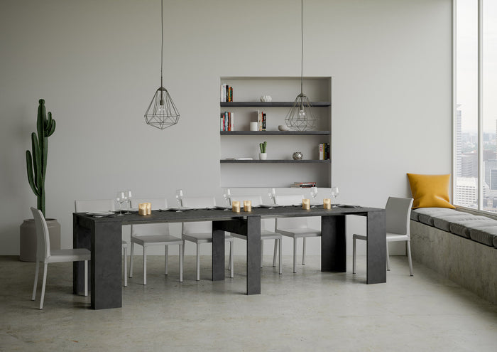 Consolle allungabile 90x48/308 cm Base Antracite Spatolato