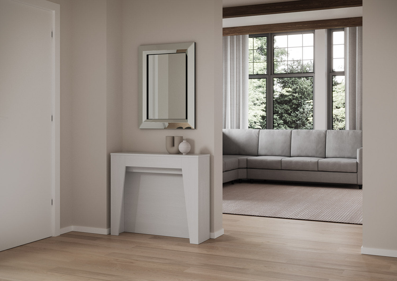 Consolle allungabile 90x25/211 cm Aneya Bianco Frassino