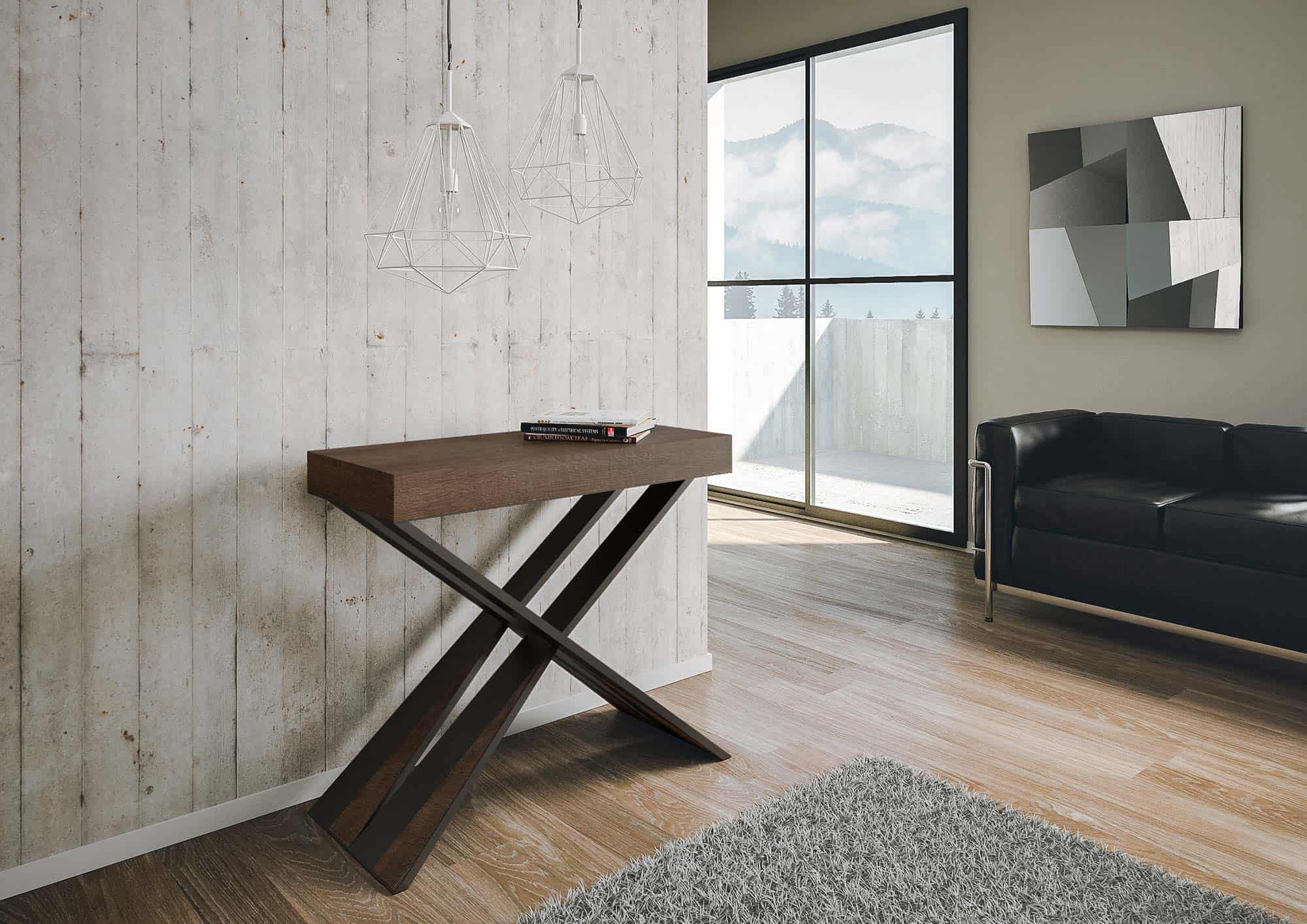 Consolle allungabile 90x40/196 cm Diagis Small Noce telaio Antracite