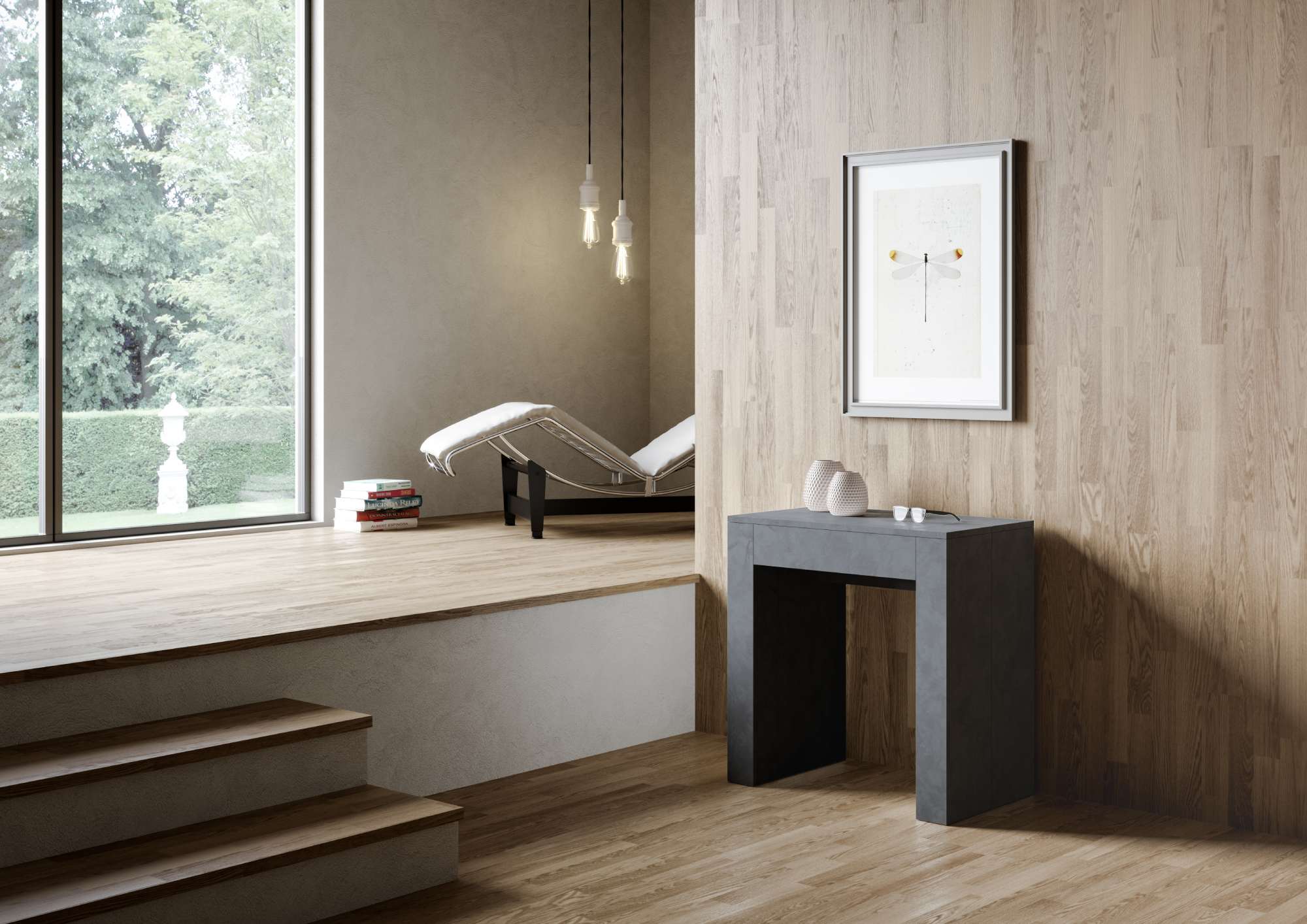 Consolle allungabile 78x47/299 cm Allex Antracite Spatolato