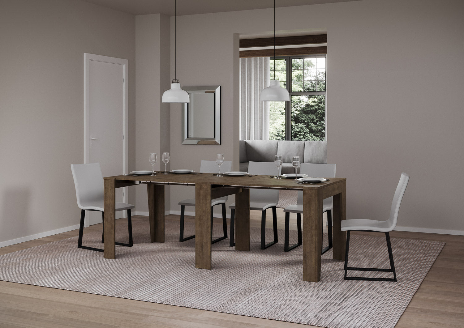 Consolle allungabile 90x25/211 cm Aneya Noce