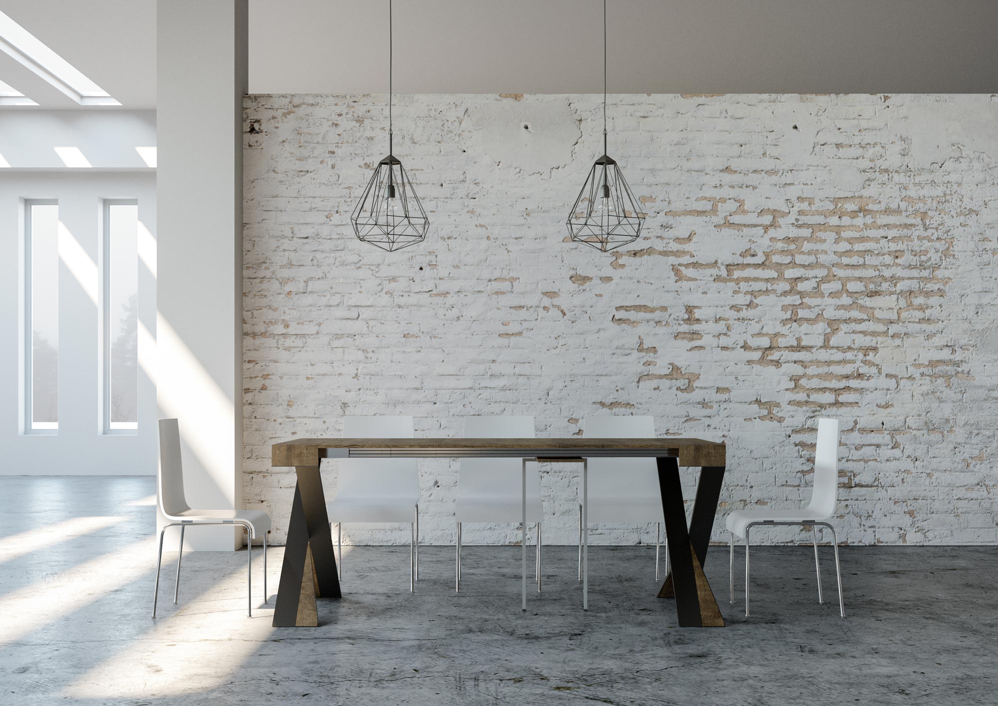 Consolle allungabile 90x40/196 cm Diagis Small Noce telaio Antracite