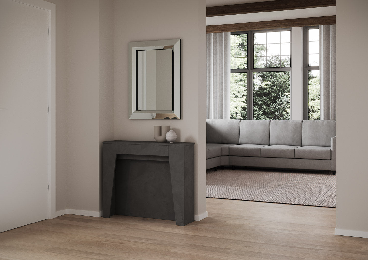 Consolle allungabile 90x25/211 cm Aneya Antracite Spatolato