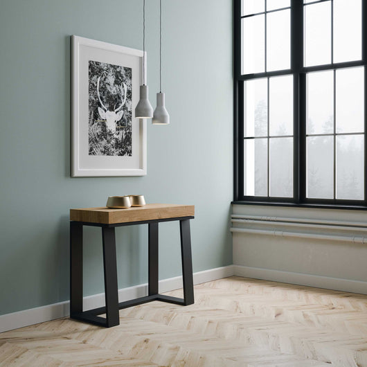 Consolle allungabile 90x40/288 cm Asira Quercia Natura telaio Antracite