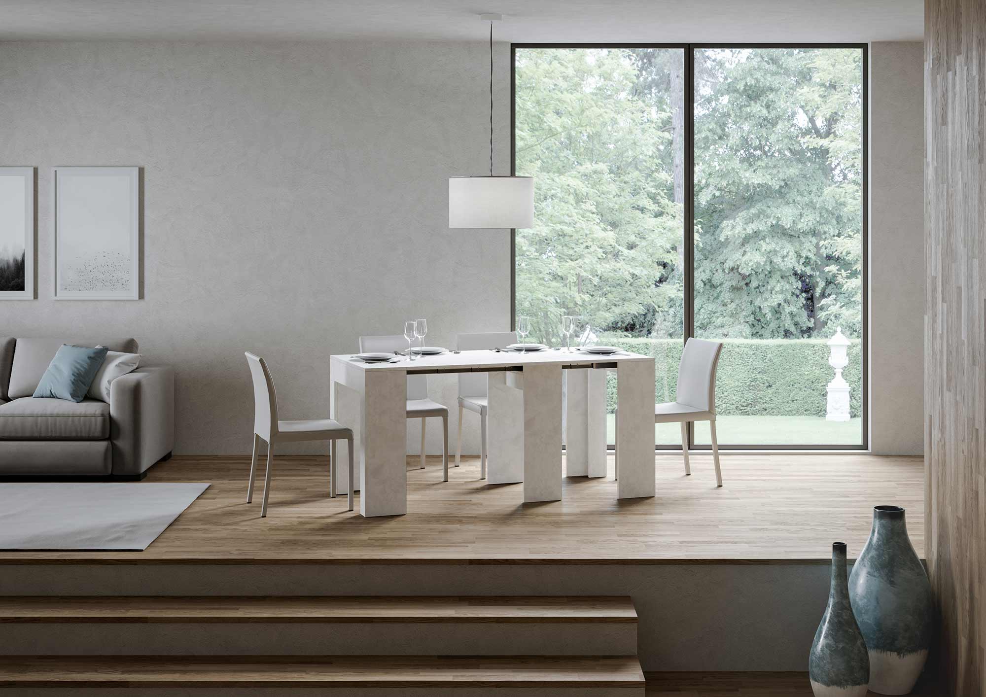 Consolle allungabile 78x47/299 cm Allex Bianco Spatolato