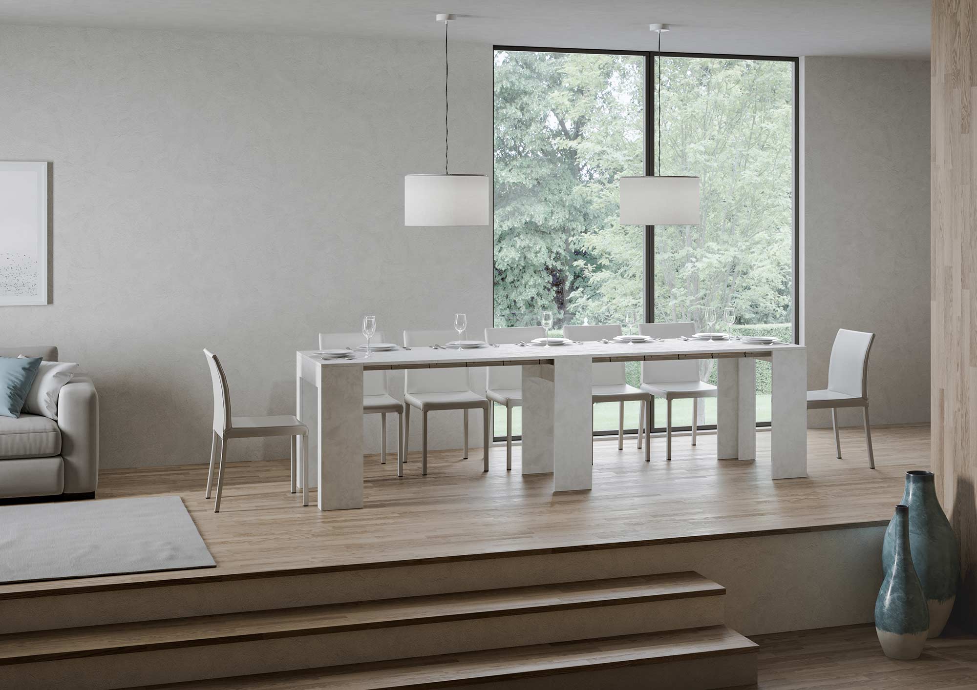 Consolle allungabile 78x47/299 cm Allex Bianco Spatolato