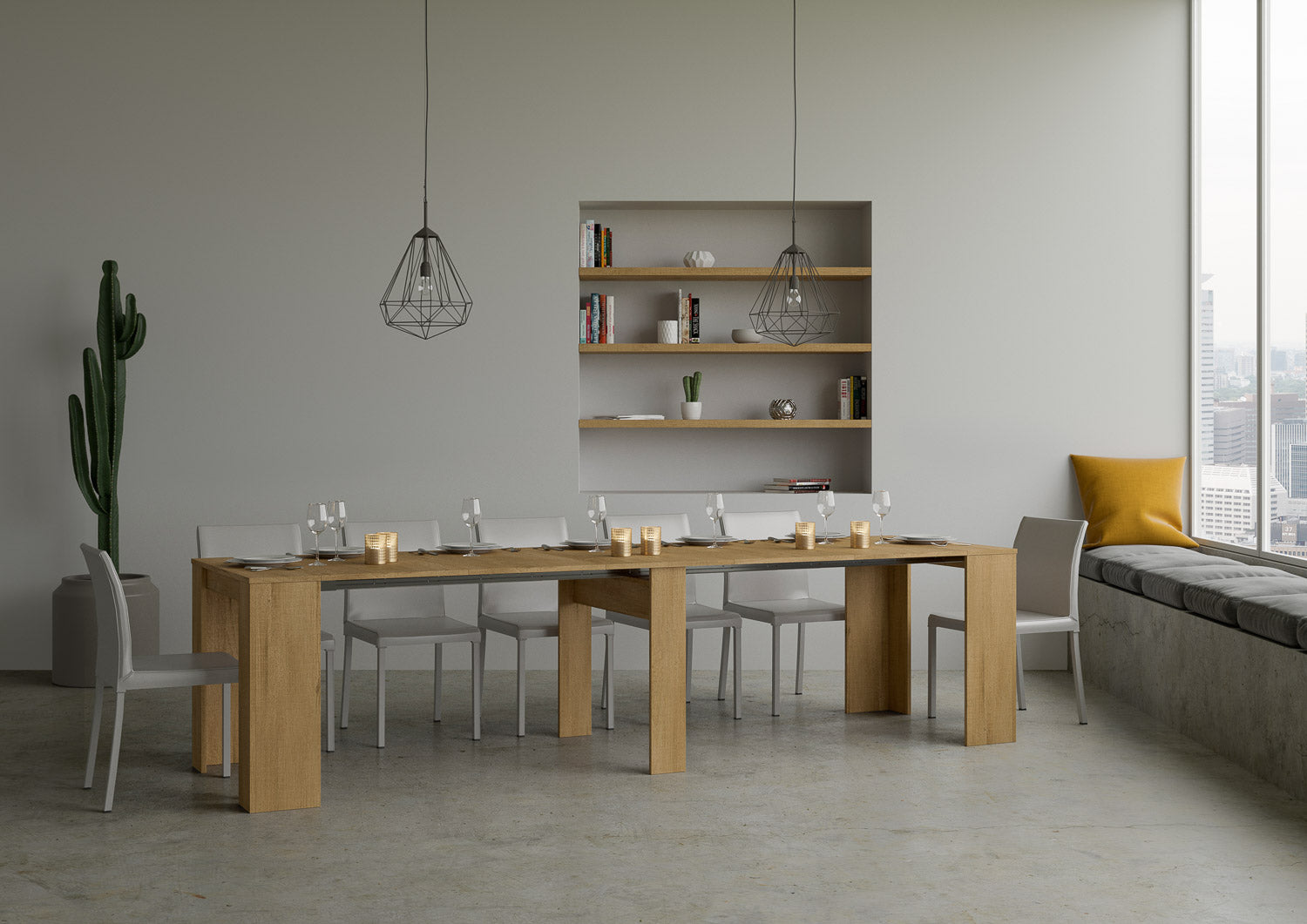 Consolle allungabile 90x48/308 cm Base Quercia Natura