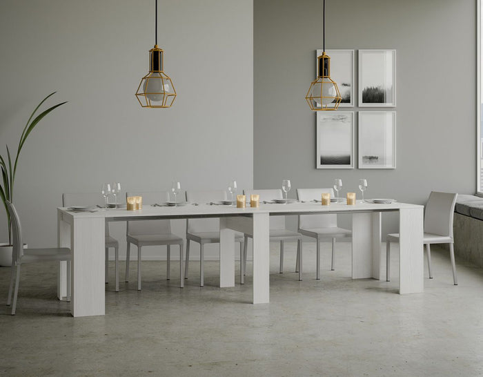 Consolle allungabile 90x48/308 cm Base Bianco Frassino